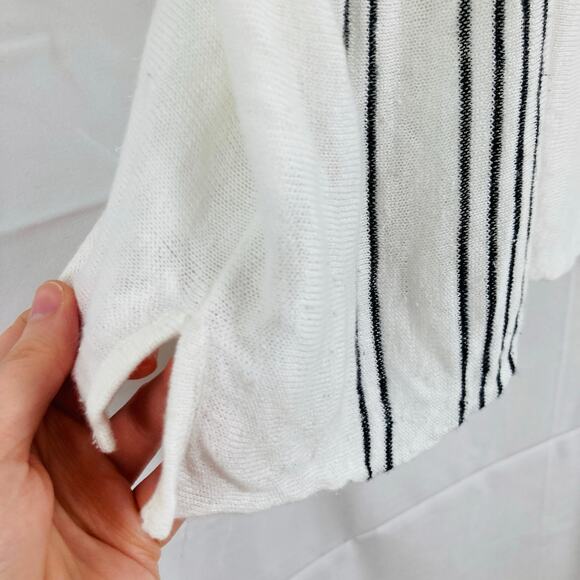 360Sweater Womens XS White 100% Linen Oversized Cap Sleeve Sweater Beachy Luxury - Picture 7 of 11